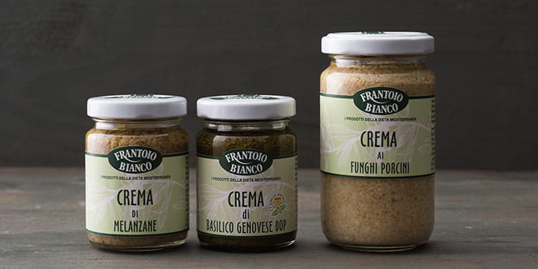 crema di melanzane e crema ai funghi porcini